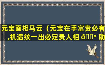 元宝面相马云（元宝在手富贵必有,机遇纹一出必定贵人相 🌺 助）